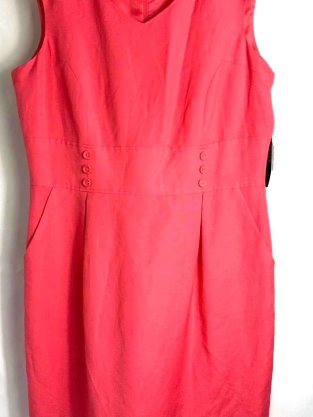 Alex Marie Women’s Size 12 P Coral Sleeveless Linen SpandexFabric Designer Dress
